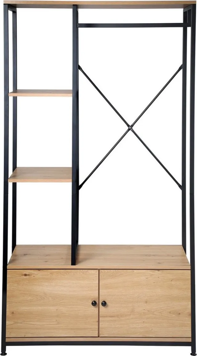 CaliCosy 2-deurs kledingkast met legplanken en opbergruimte - H167 cm eiklook