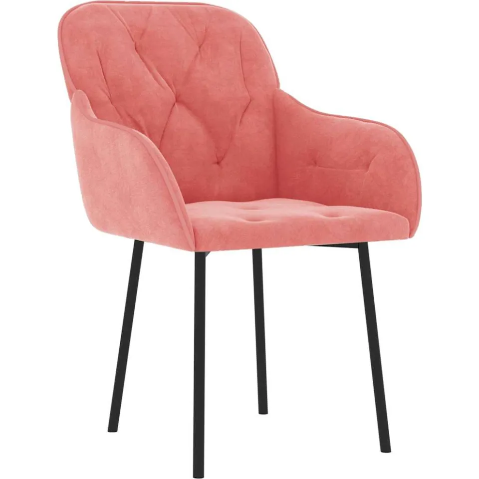 vidaXL Eetkamerstoelen 2 st fluweel roze