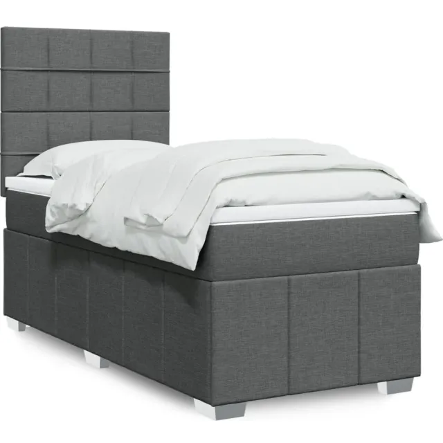 vidaXL Boxspring met matras stof donkergrijs 90x190 cm grijs