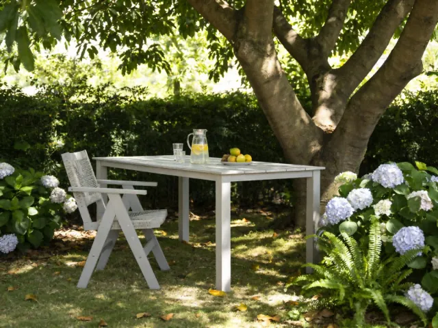 NJLyuhome Outdoor - Allweather tuinstoel 2-stuks set - HIPS met houtlook & vlechtwerk - Weerbestendig & onderhoudsvriendelijk - Voor terras, tuin & balkon lichtgrijs