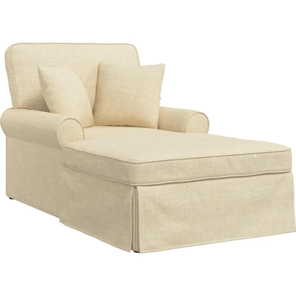 vidaXL Chaise Lounge met Rok 3 st Crème Stof 91 x 157 x 91 cm, foto 4