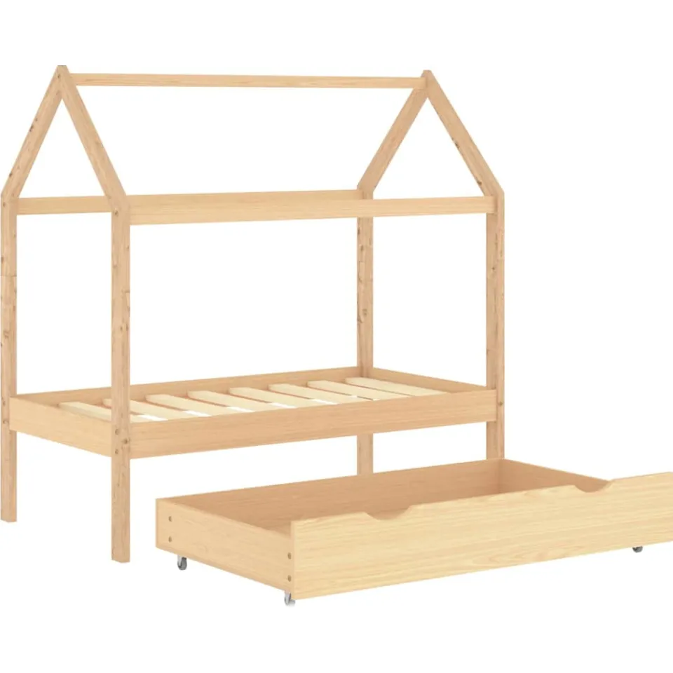 vidaXL Kinderbedframe met lade massief grenenhout 70x140 cm bruin, foto 4