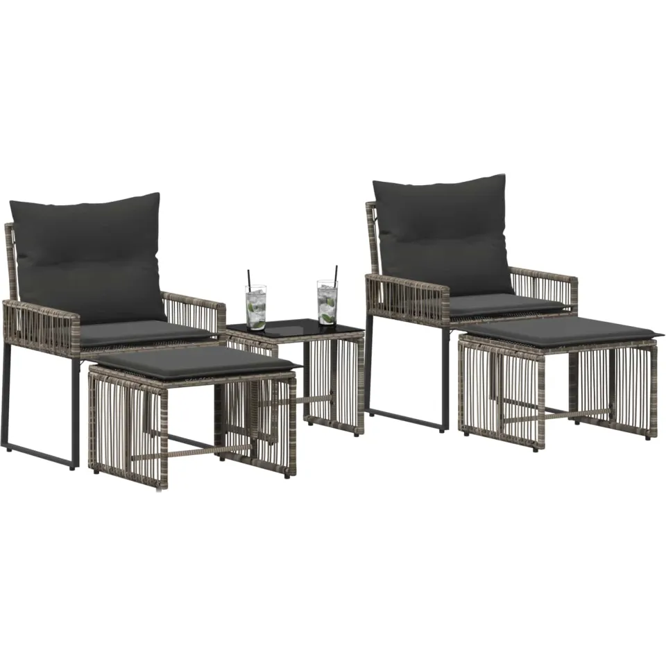 vidaXL Buitenmeubelset 11 st Grijs en Donkergrijs poly rattan