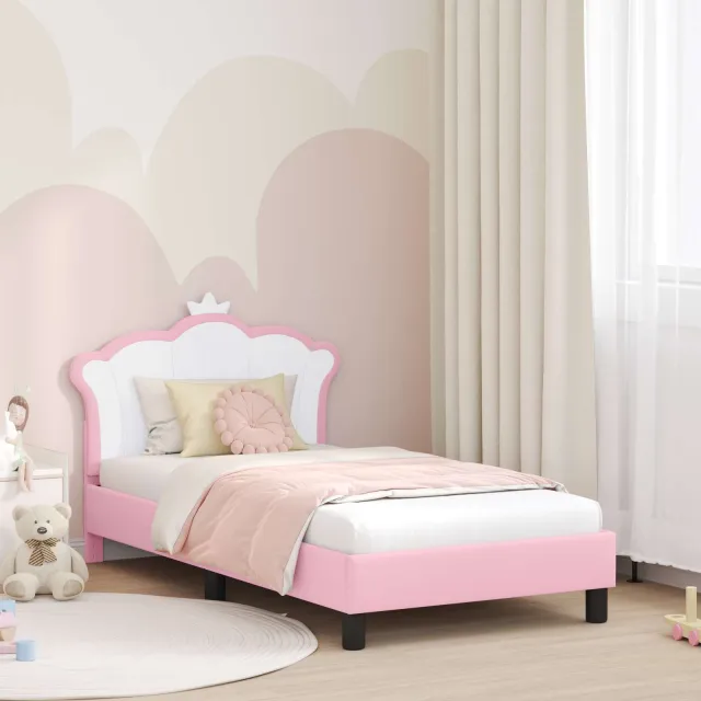 vidaXL Bedframe voor kinderen met hoofdbord Roze 80 x 160 cm PU