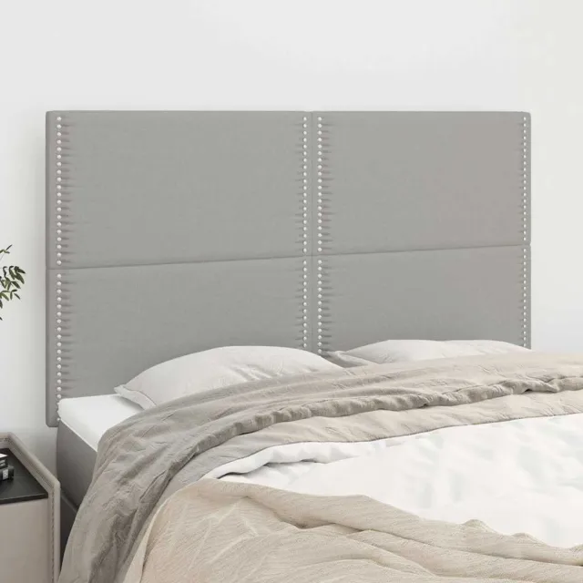 vidaXL Hoofdbord lichtgrijs 144x5x118/128 cm stof