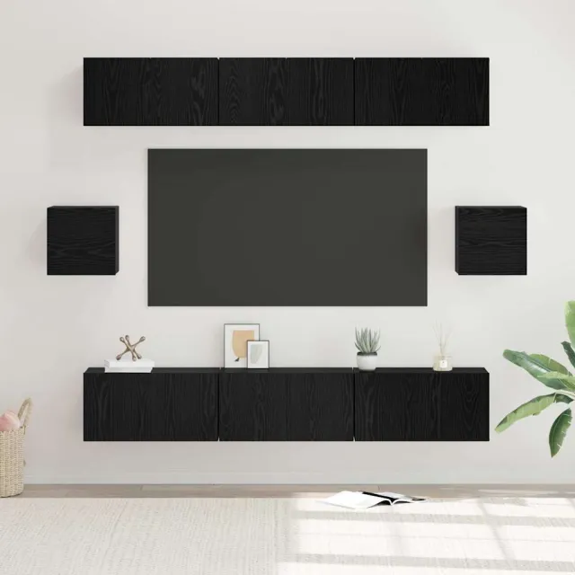 vidaXL Tv-meubelset 8 st 60 x 30 x 30 cm Zwart Eiken, foto 2