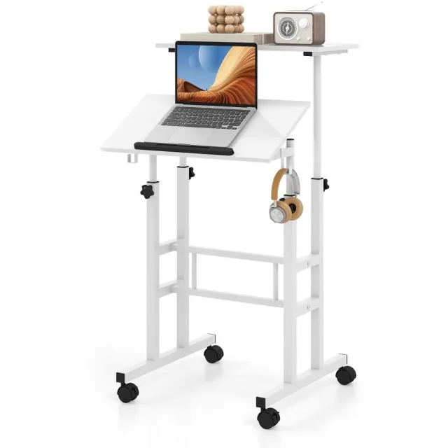 GranMaison Laptoptafel op Wielen - Bedtafeltje - Bijzettafel - Wit