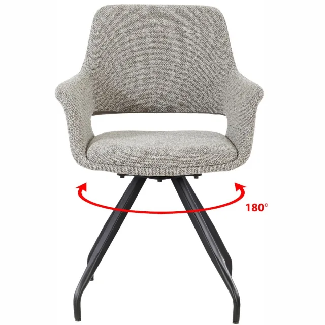 Livingfurn Eetkamerstoel Capp - Taupe Stof - Draaibaar - Set van 2 Bruin