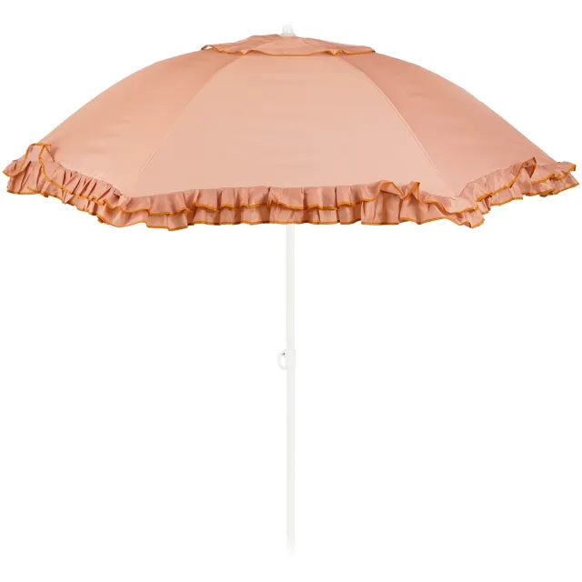 Mica Decorations Kantelbare Parasol met Ruches - Stokparasol 238 x Ø195 cm - Tuin of Balkonparasol - Polyester, Staal - Perzik