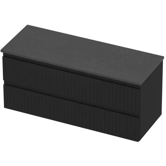 Proline Deck Badmeubelset Hardsteen Symmetrisch Gefreesd 120x46x55 cm Blue Stone Mat Zwart