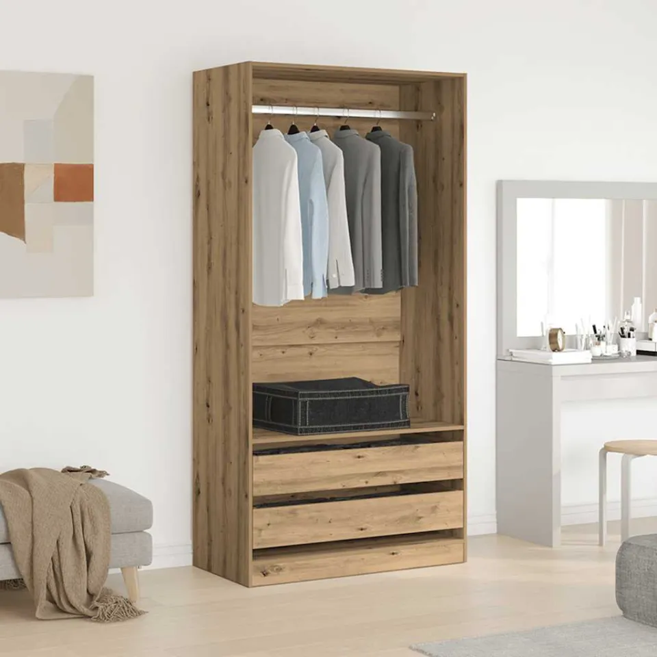 vidaXL Kledingkast 100x50x200 cm bewerkt hout artisanaal eikenkleurig, foto 2