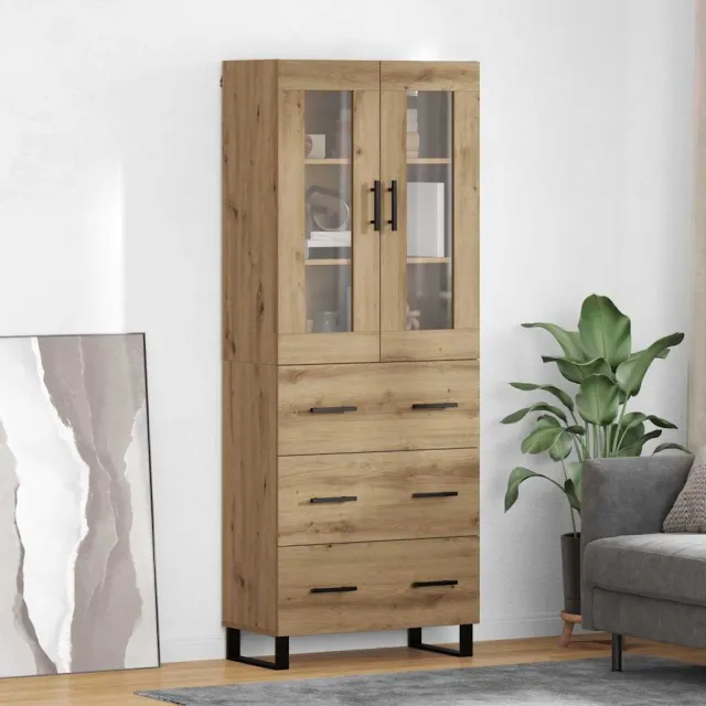vidaXL Hoge kast 2 st Artisan Eiken 69,5 x 34 x 180 cm Bewerkt hout Bruin