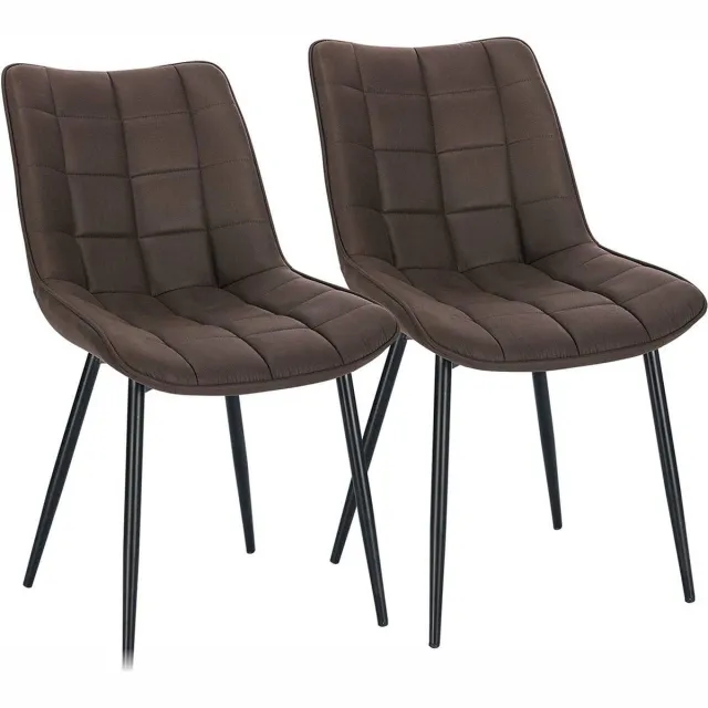 KAMYRA Eetkamerstoelen - Premium Kwaliteit Stof - Voor bij de Eettafel, Woonkamer & Slaapkamer - Set van 2 - Donkerbruin