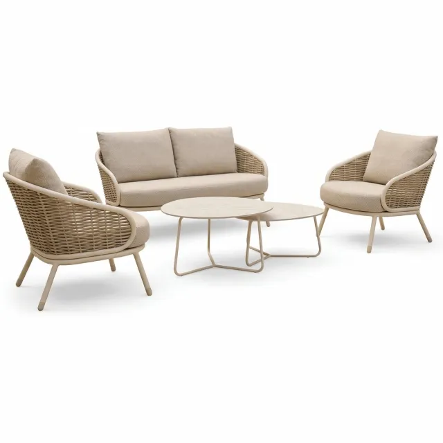 Apple Bee Pine Key Loungeset 5-delig - Incl Tafels - Nr. 6 - Oyster