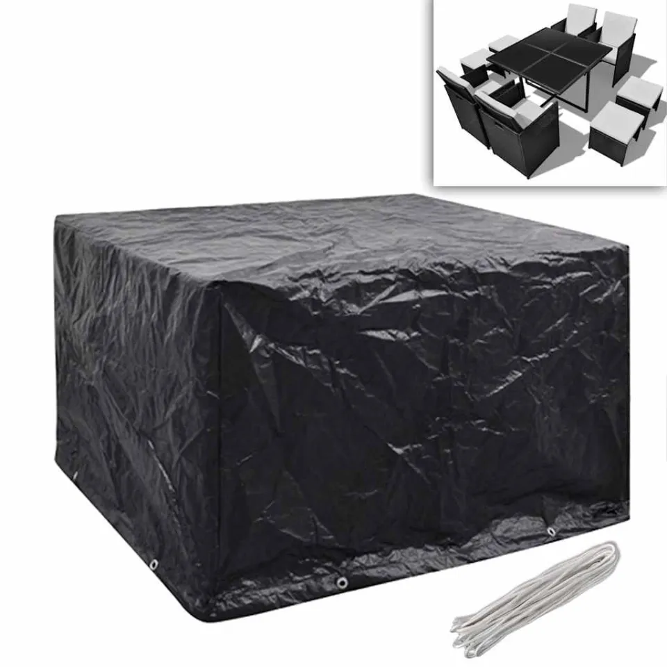 vidaXL Tuinmeubelhoezen poly rattan 2 st 4-persoons 113x113 cm zwart, foto 2