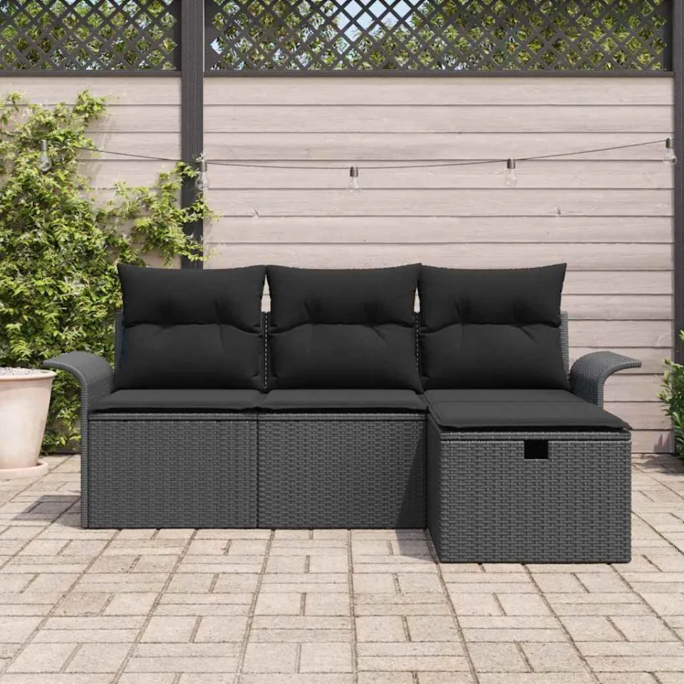 vidaXL Tuin Sofa Set 4 st Poly riet lichtgrijs, foto 2