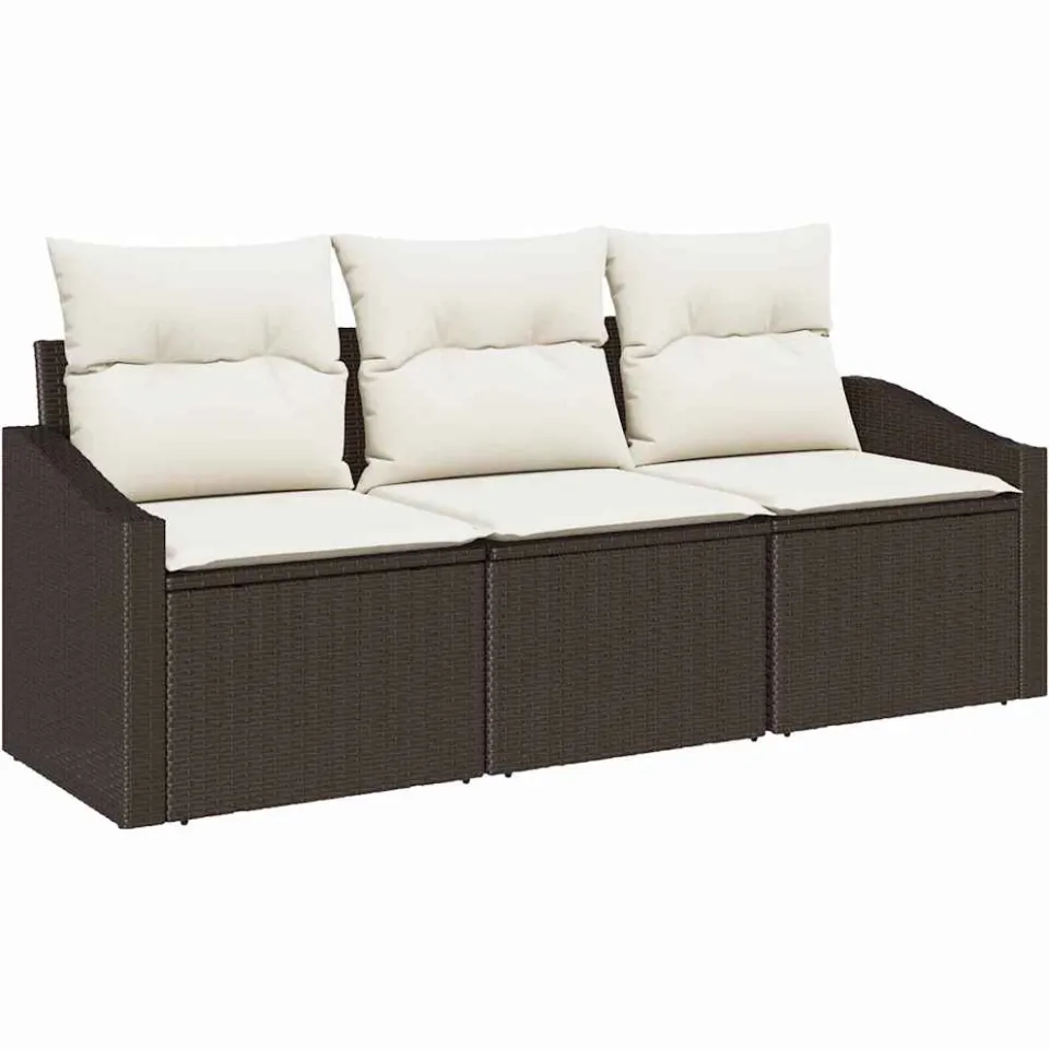 vidaXL Tuinbankenset 3 st Bruin en wit poly rattan