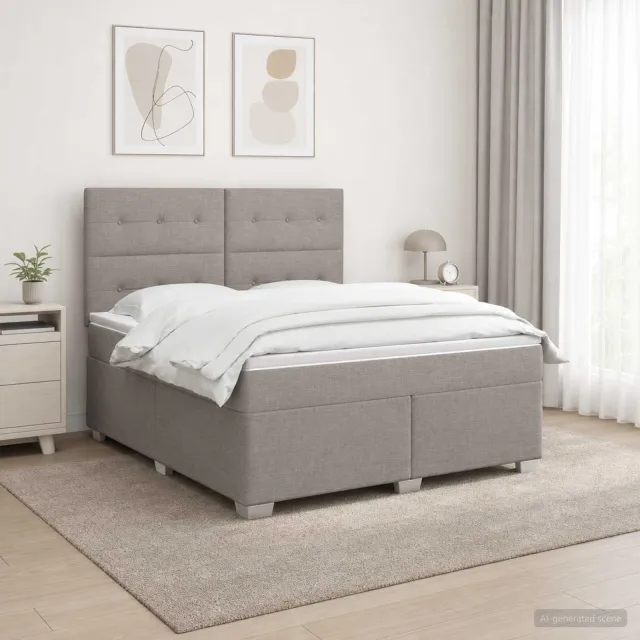 vidaXL Boxspringbed met matras Taupe 140 x 190 cm Stof