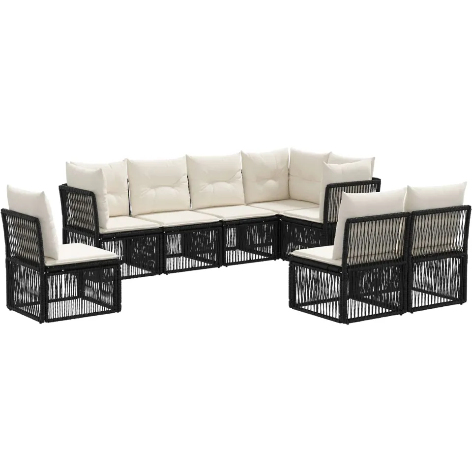 vidaXL Tuinbankenset 8 st Zwart poly rattan, foto 3