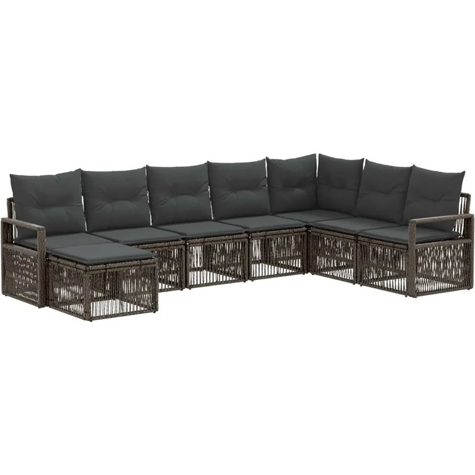 vidaXL Tuinbankenset 8 st 8-zits Grijs poly rattan, foto 3