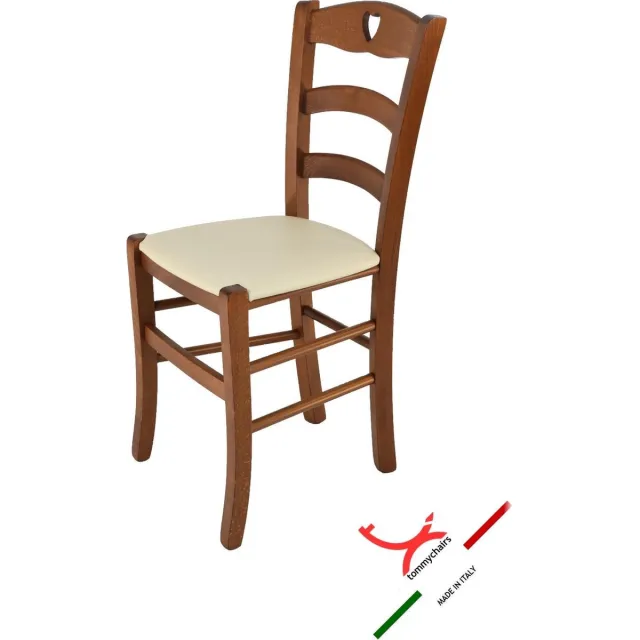 t m c s Tommychairs Cuore - Eetkamerstoel - 1 Stuk - Licht Walnoot - Kunstleer & Hout Lichte walnoten