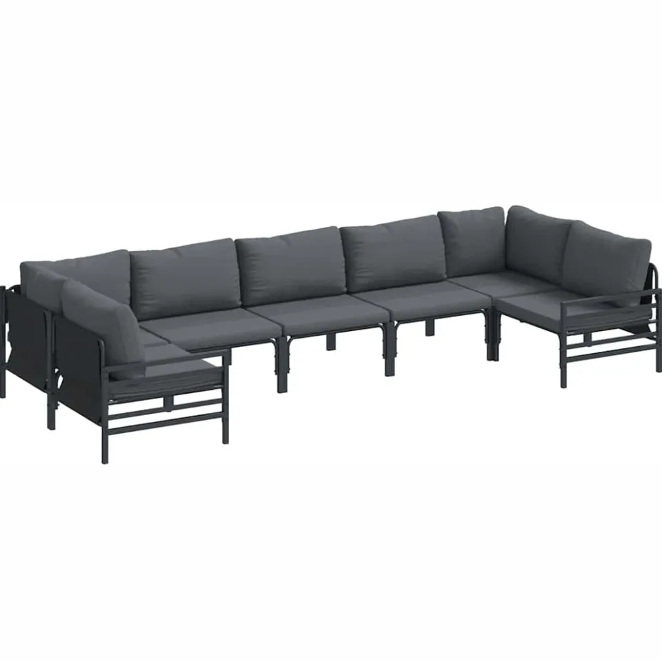 vidaXL Tuinbankenset 7 st Zwart Staal, foto 3