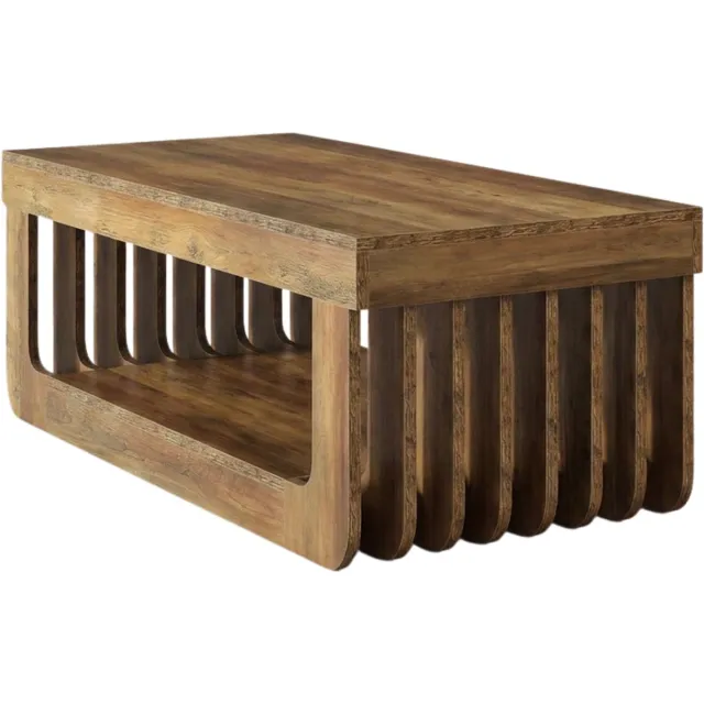Homezo salontafel - Woonkamer - Rechthoekig - Opbergruimte 2 niveaus - Decoratieve zijkanten - Rustiek bruin - 120 x 60 x45 cm
