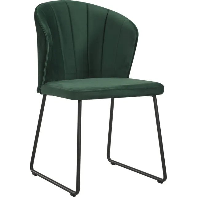 Soof & Tess Soof&Tess - Set van 4 - Amalfi U leg Eetkamerstoel - Groen - Fluweel - Velvet - Industrieel - Met armleuning - Easy Clean Stoffen - Hoge Kwaliteit