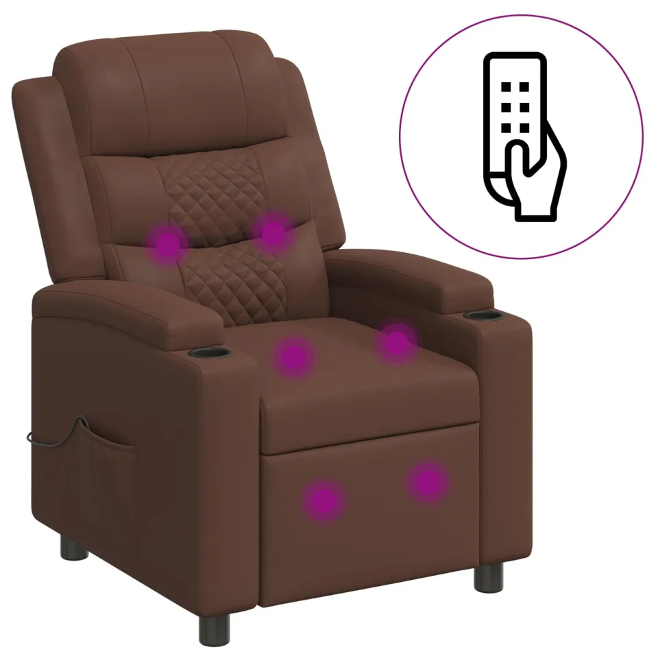 vidaXL Massage-relaxstoel Bruin 75 x 93 x 98 cm Stof, foto 3