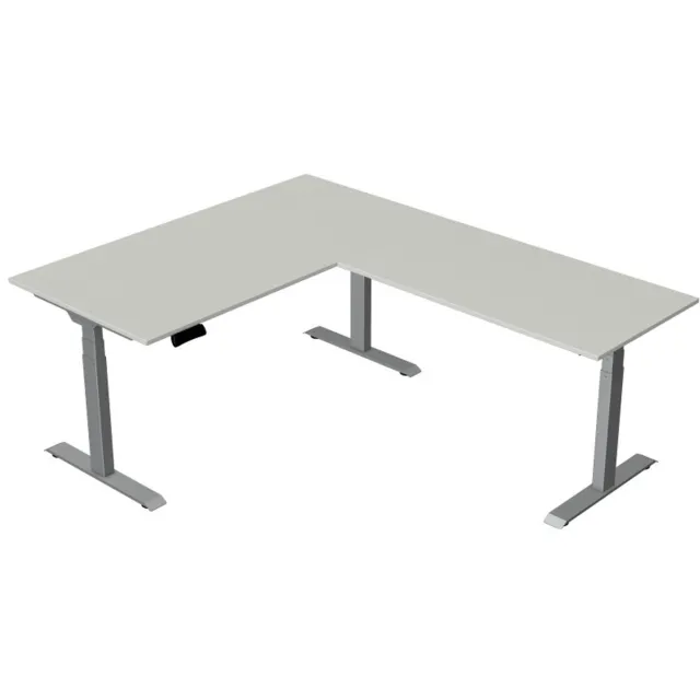 Kerkmann Elektrisch Zit-Sta Hoekbureau Move New Base 160x200 cm – Licht grijs
