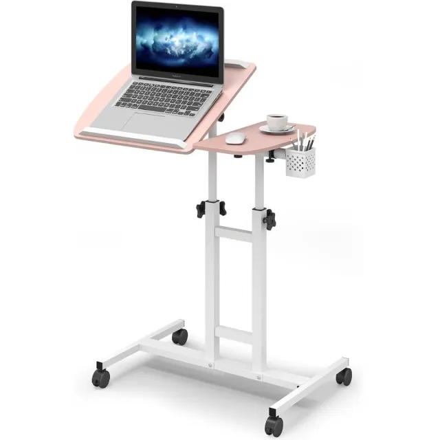 Thuys Bedtafeltje Met Wielen – Laptopstandaard – 40 x 68 x 89cm – Roze