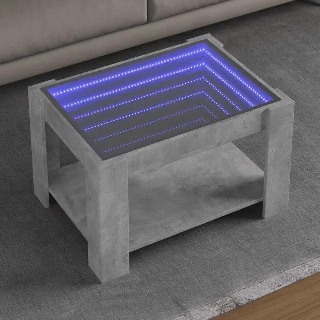 vidaXL Salontafel met LED 73x53x45 cm bewerkt hout betongrijs grijs, foto 2