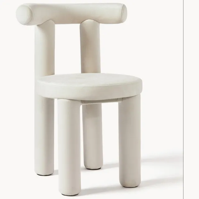 Westwing Collection Fluwelen stoel Calan wit