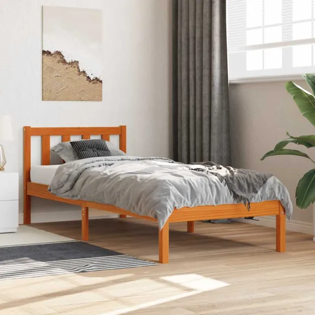 vidaXL Bedframe zonder matras massief grenenhout wasbruin 100x200 cm