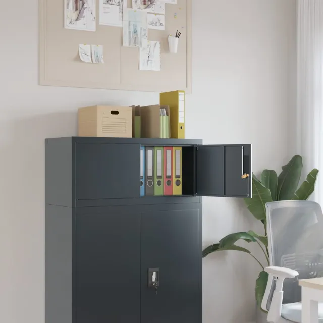 vidaXL Archiefkast 90x40x40 cm staal antracietkleurig Anthraciet