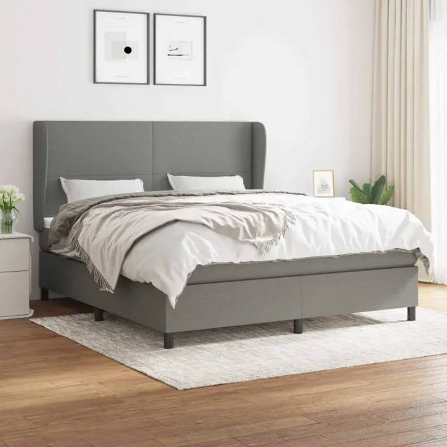 vidaXL Boxspring met matras stof donkergrijs 160x200 cm grijs