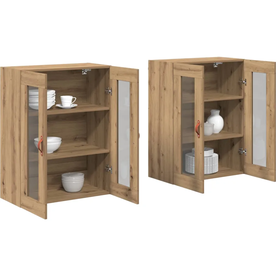 vidaXL Wandkasten 2 st Artisan Eiken 69,5 x 34 x 90 cm Bewerkt hout Bruin