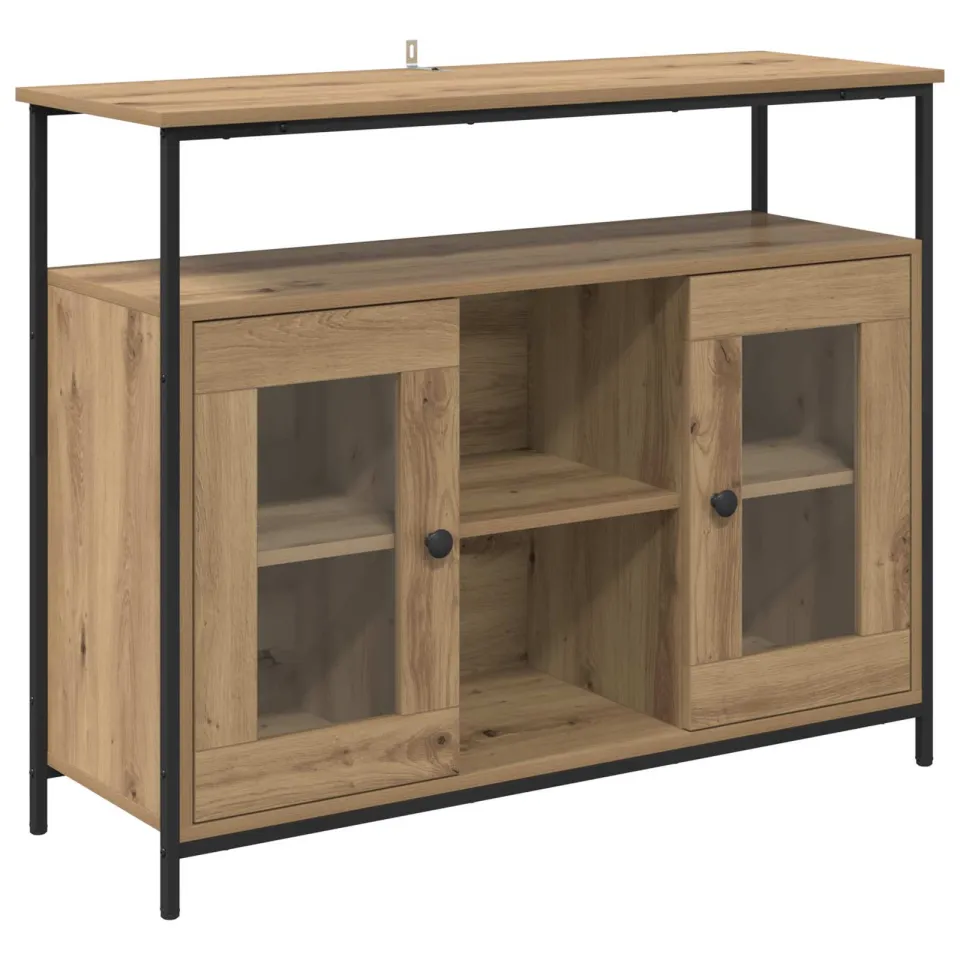 vidaXL Dressoir Artisan Eiken 100 x 35 x 80 cm Bewerkt hout, foto 3