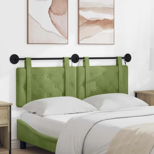 vidaXL Hangend hoofdbord Met LED-verlichting Lichtgroen Fluweel