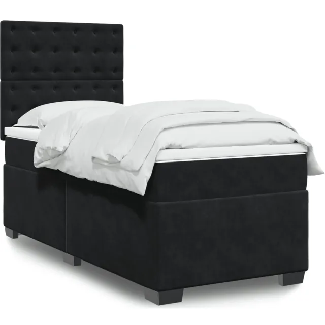 vidaXL Boxspring met matras fluweel zwart 80x200 cm