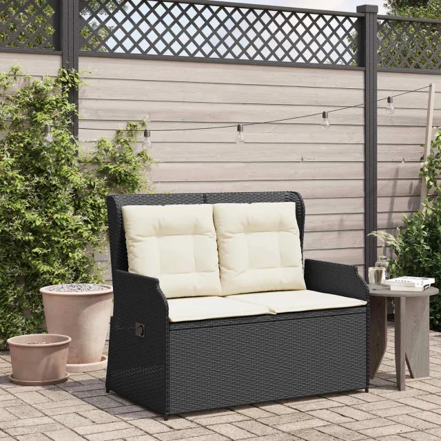 vidaXL Tuinbank Zwart poly rattan, foto 2