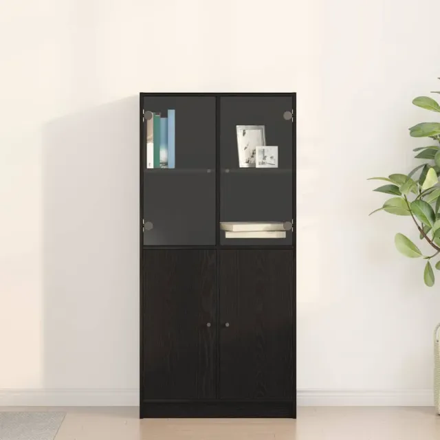 vidaXL Hoge kast Zwart Eiken 68 x 37 x 142 cm
