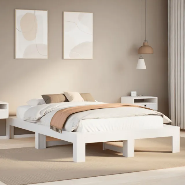 vidaXL Bedframe zonder matras massief grenenhout wit 120x200 cm