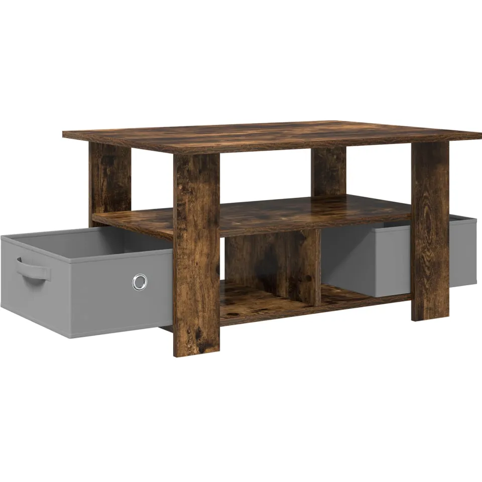 vidaXL Salontafel Gerookt eiken 77 x 55 x 42 cm Bewerkt hout, foto 3