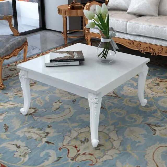 vidaXL Salontafel 80x80x42 cm hoogglans wit, foto 2