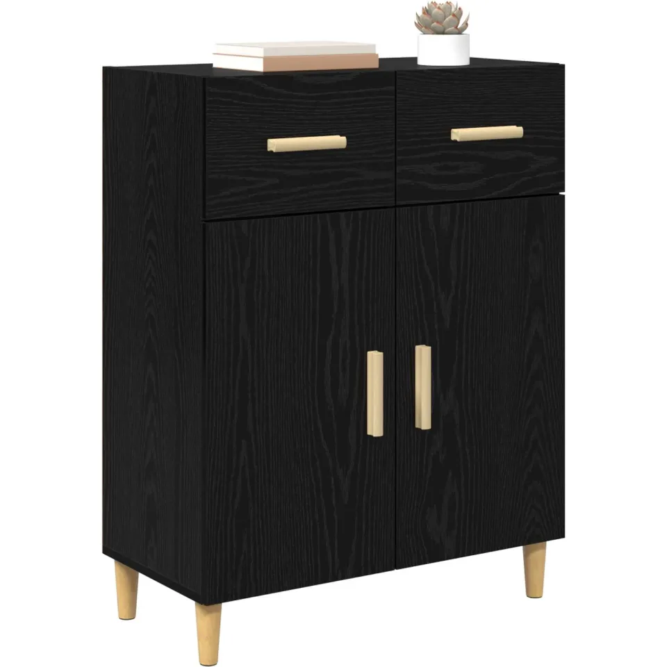 vidaXL Dressoir Zwart eiken 34 x 69.5 x 89 cm Bewerkt hout