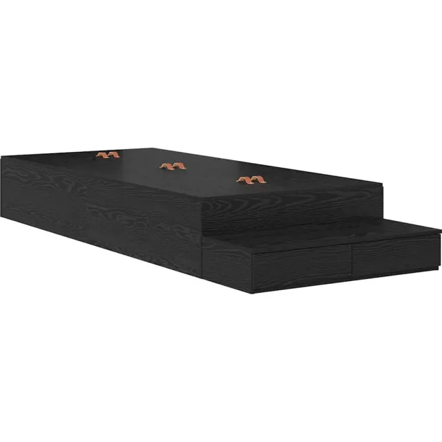 vidaXL Opbergbedframe met lade Zwart Eiken 80 cm Bewerkt hout