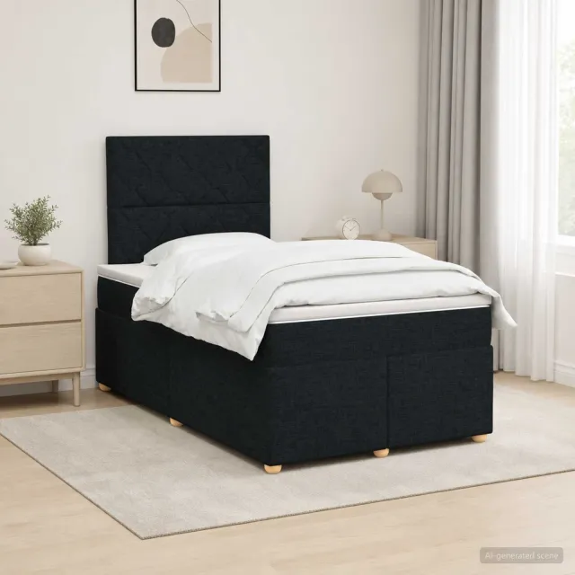 vidaXL Boxspringbed met matras met hoofdeinde Zwart 120 x 190 cm Stof
