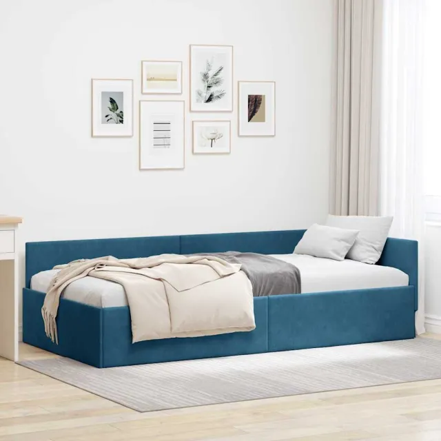 vidaXL Hoekbedframe Blauw 100 x 200 cm fluweel