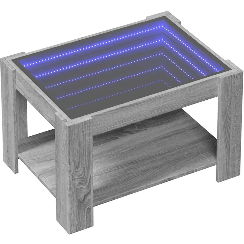 vidaXL Salontafel met LED 73x53x45 cm bewerkt hout grijs sonoma eiken, foto 4